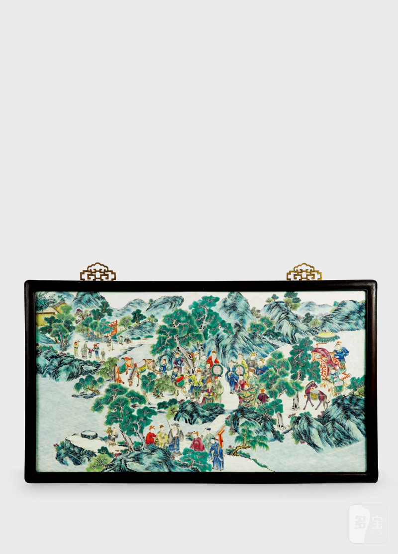 清乾隆·粉彩“文王访贤”图玉瓷板